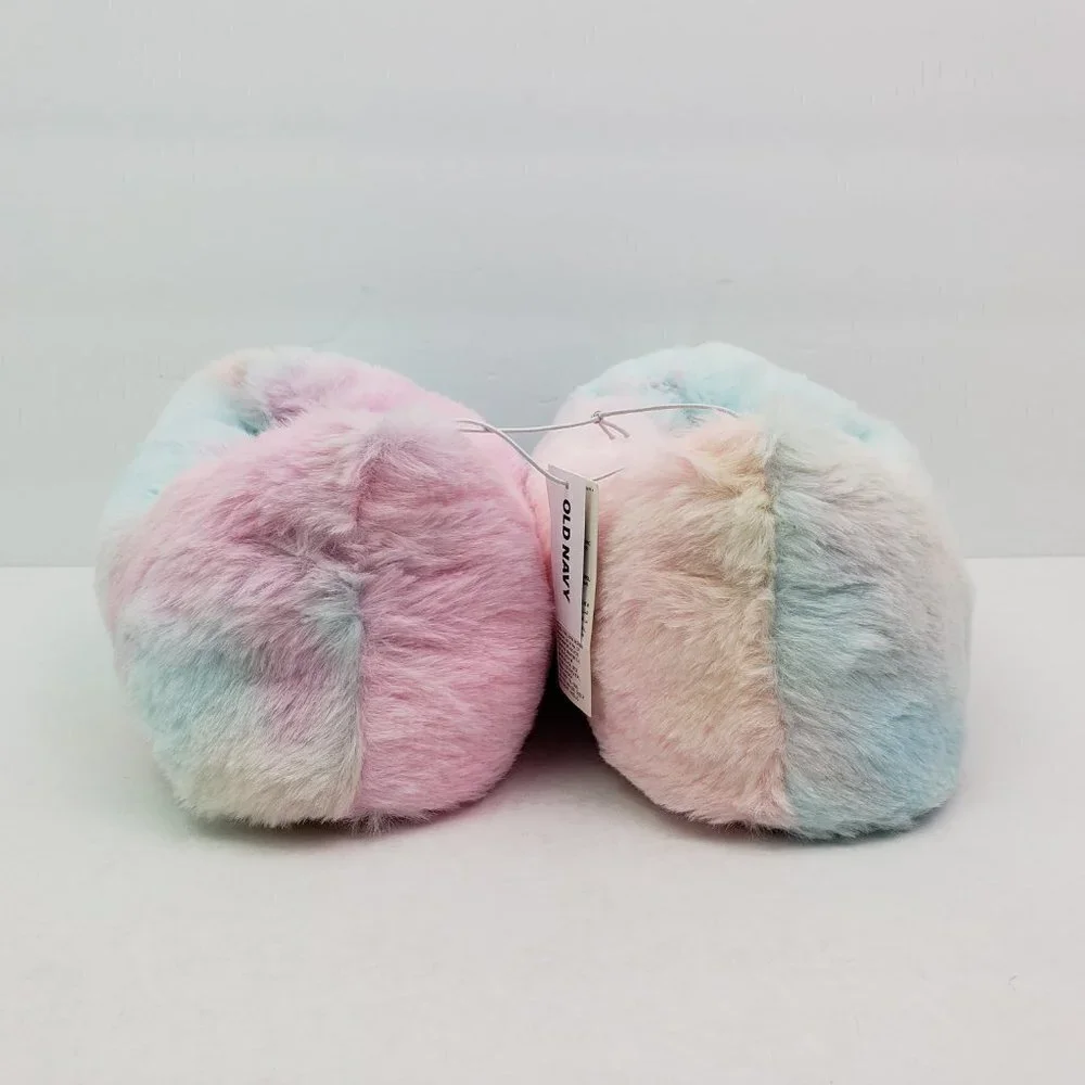 NEW Old Navy Girls Size XL 3-4 Critter Smile Slip On Fuzzy Comfort Slippers